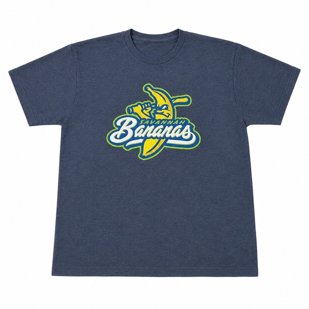 Savannah Bananas Baseball Graphic T-Shirt Mens Navy Blue Short Sleeve Med/Lg